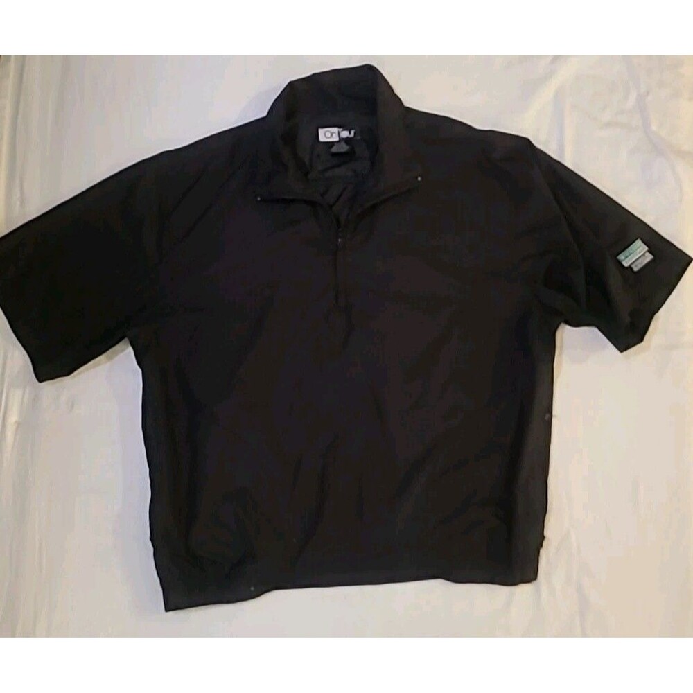 OnTour Black Pullover Windbreaker Men XL Short Sleeve Polyester 1/4 Zip Golf VTG